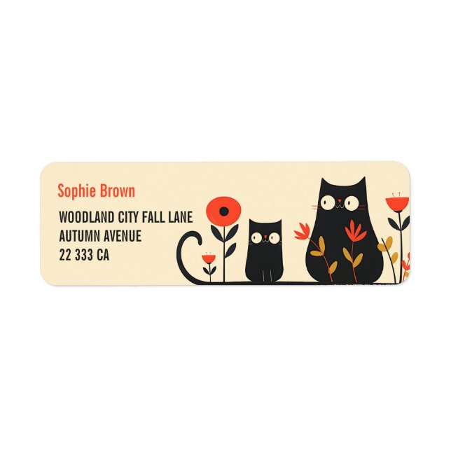 Chats noirs de dessin animé mignons Adresse de ret (Devant)
