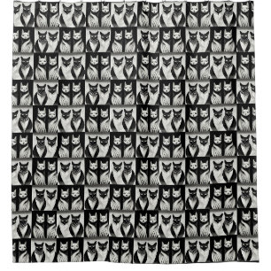 Chats noirs et blancs Douche rideau