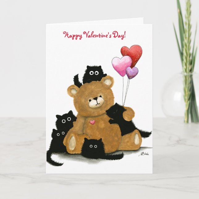 Chats noirs Heureuses Saintes-Valentin par carte B (Devant)