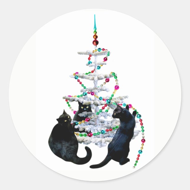 Chats noirs Stickers Arbre de Noël (Devant)