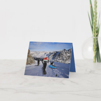 Chats noirs sur snowboards carte de vœux pliée