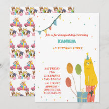 chats orange Invitation d'anniversaire