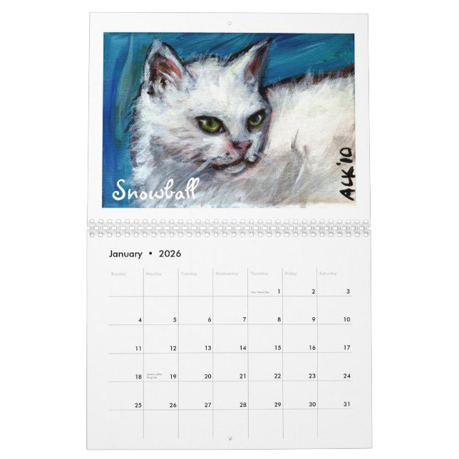 Chats par le calendrier d'Angie 2012 (Jan 2026)
