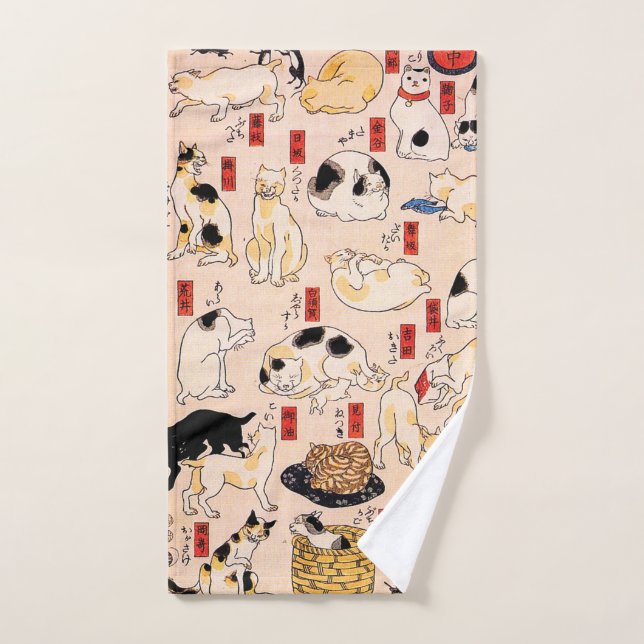 Chats par Utagawa Kuniyoshi (Serviette à main)