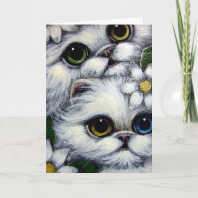 CHATS PERSIENS BLANCS Carte de PERSONNALISER ODD E (Devant)