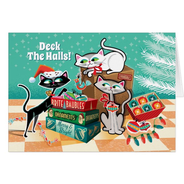 Chats rétro + Cartes de Noël (Devant horizontal)