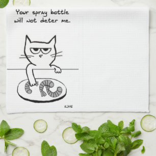 Chats sur les comptoirs - Drôle serviette de cuisi