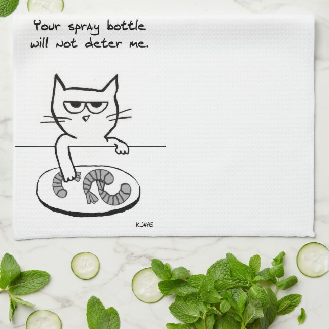 Chats sur les comptoirs - Drôle serviette de cuisi (Plié)