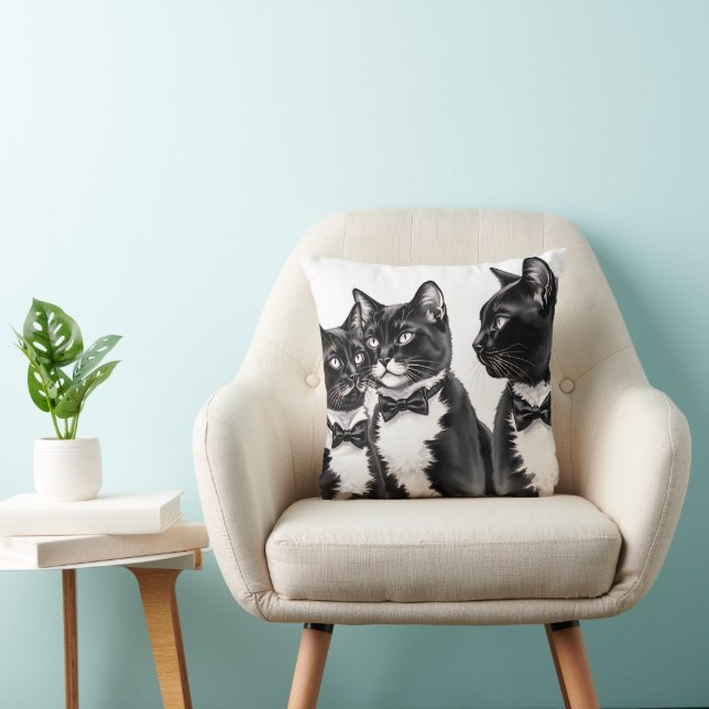 Chats Tuxedo en Coussin Cushion (Chaise)