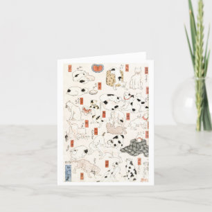 Chats Vintage Japonais Carte de note en bloc de bo