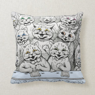 Chats vintages de Louis Wain au coussin de théât