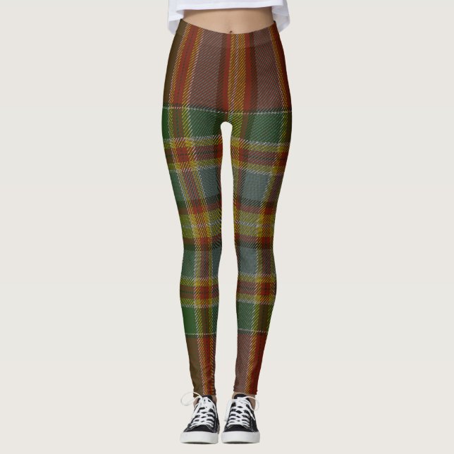 Chattan Tartan Clan Plaid Leggings (Front)
