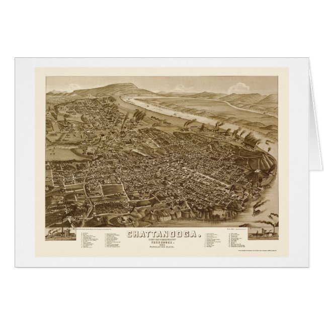 Chattanooga, carte panoramique de TN - 1886 (Devant horizontal)
