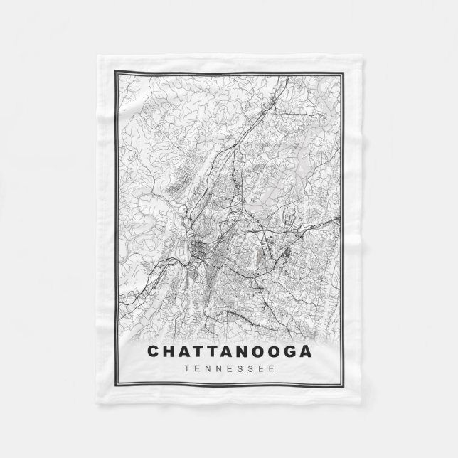 Chattanooga Map Fleece Blanket (Front)