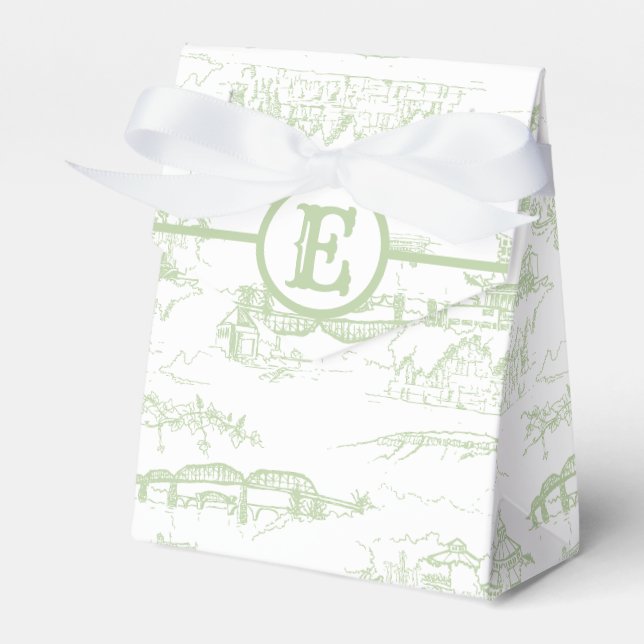 Chattanooga Monogram Sage Favor Box (Front Side)