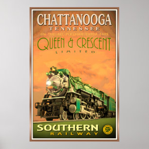 Chattanooga QUEEN & CRESCENT Limited Railway Poster