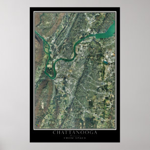 Chattanooga Tennessee From Space Satellite Map Poster