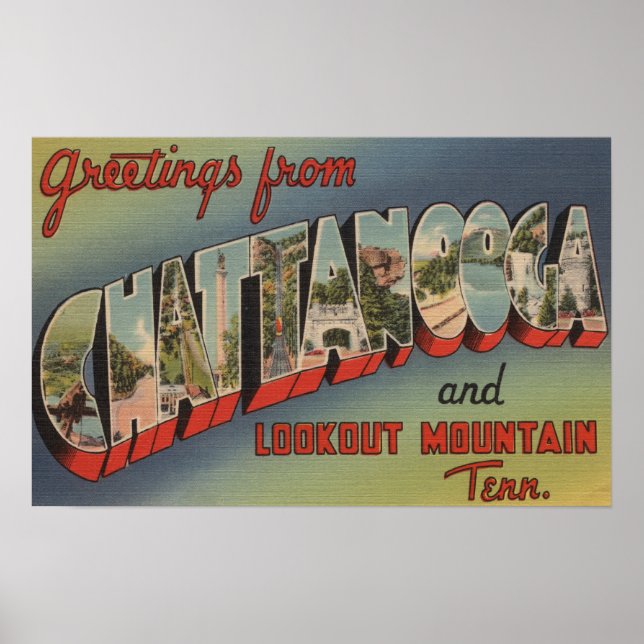 Chattanooga, Tennessee - Large Letter Scenes 2 Poster (Front)