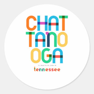 Chattanooga Tennessee Mid Century, Pop Art, Classic Round Sticker