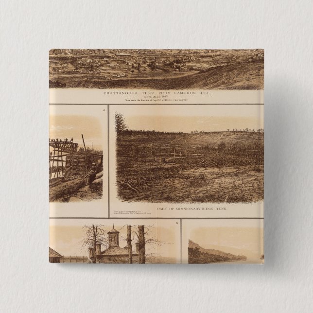 Chattanooga Tennessee River 2 Inch Square Button (Front)
