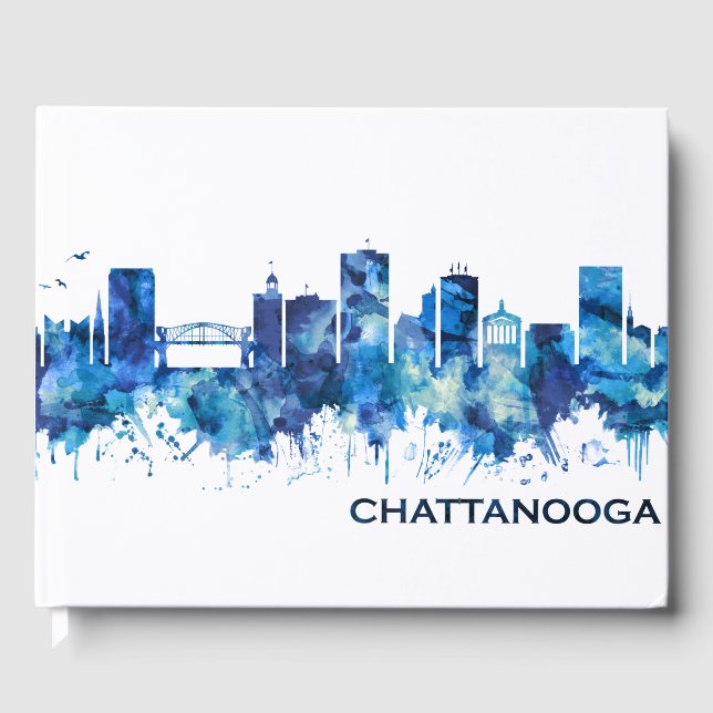 Chattanooga Tennessee Skyline Blue Guest Book (Front)
