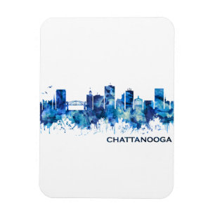 Chattanooga Tennessee Skyline Blue Magnet