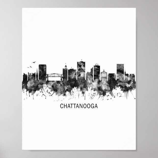 Chattanooga Tennessee Skyline BW Poster (Front)