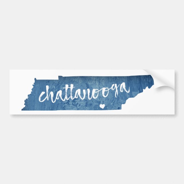 Chattanooga Tennessee Wood Grain Bumper Sticker (Front)