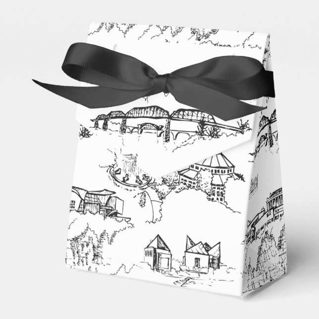 Chattanooga Toile Black and White Favor Box (Front Side)