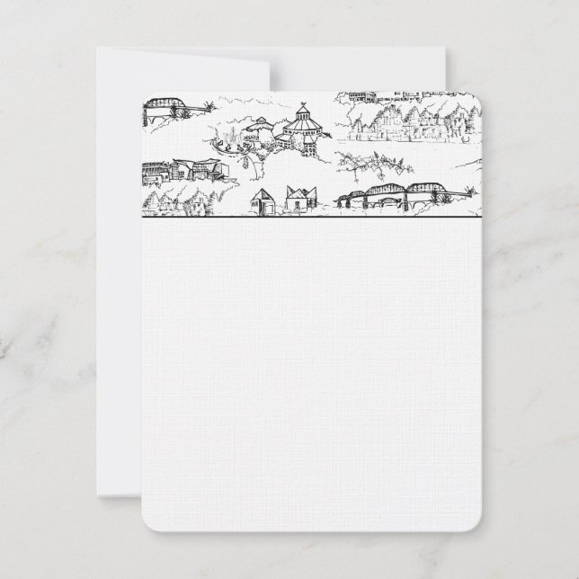 Chattanooga Toile Black and White Thank You Card (Front)