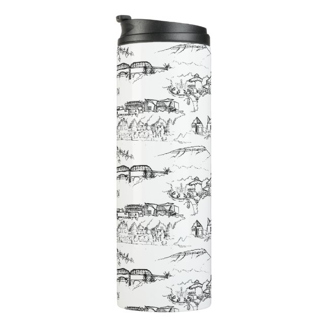 Chattanooga Toile Black and White Thermal Tumbler (Rotated Right)