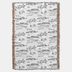 Chattanooga Toile Black and White Throw Blanket