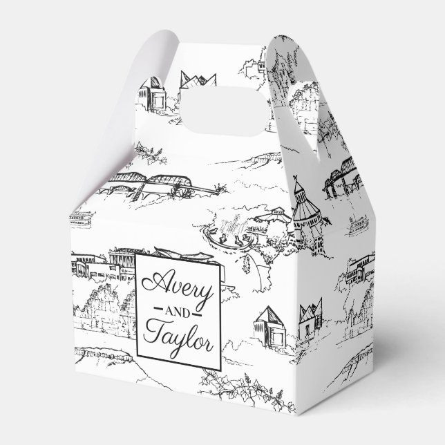 Chattanooga Toile Black and White Wedding Favor Box (Front Side)
