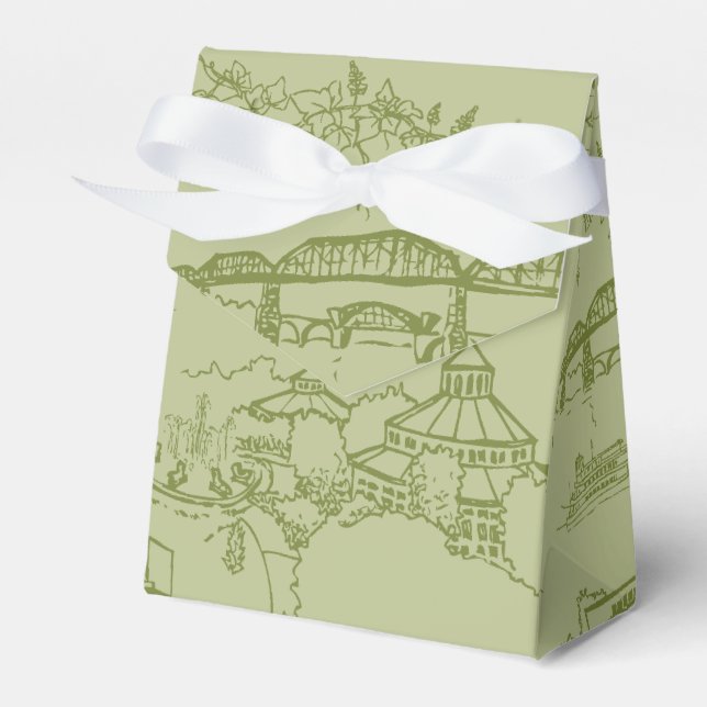 Chattanooga Toile Green Favor Box (Front Side)