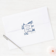 Chattanooga Toile Navy and White Envelope Seal