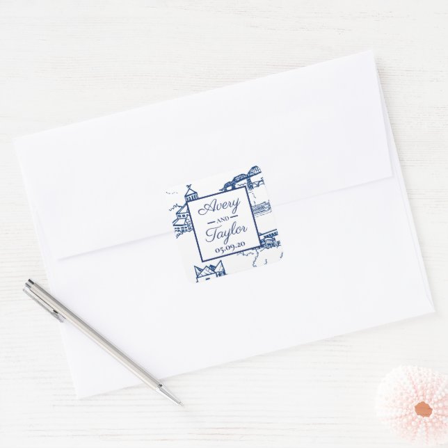 Chattanooga Toile Navy and White Envelope Seal (Envelope)