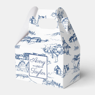 Chattanooga Toile Navy and White Wedding Favor Box