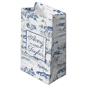 Chattanooga Toile Navy and White Wedding Small Gift Bag