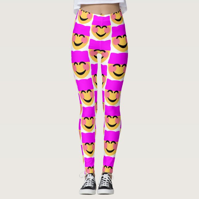 chatte rose casquette émoji leggings (Devant)