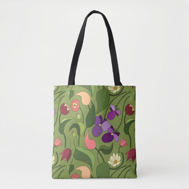 chattering flowers tote bag (Front)