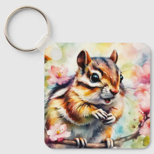 Chattering Spring Chipmunk Keychain