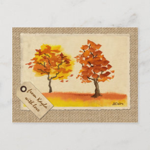 Chatting Autumn Trees Best Friends Fall Foliage Postcard