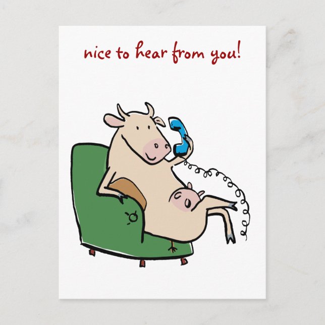 chatting_cow, nice to hear from you! postcard (Front)