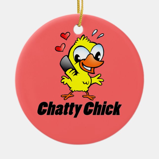 Chatty Chick Ceramic Ornament (Front)