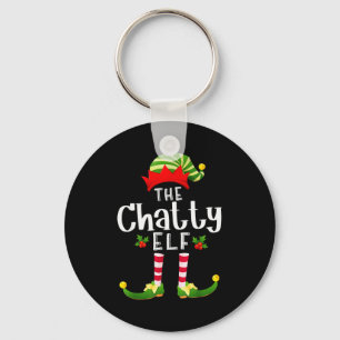 Chatty Christmas Elf Matching Pajama X-mas Party  Keychain
