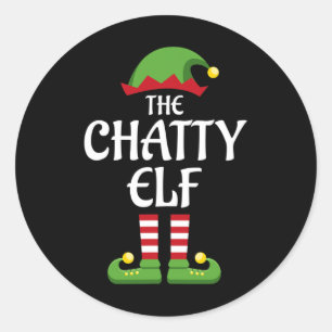 Chatty Elf Family Matching Group Christmas Classic Round Sticker