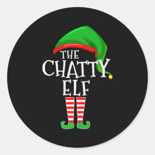 Chatty Elf Family Matching Group Christmas Premium Classic Round Sticker