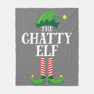 Chatty Elf Matching Family Group Christmas Party Fleece Blanket