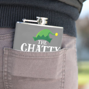 Chatty Elf Matching Family Group Christmas Party Hip Flask