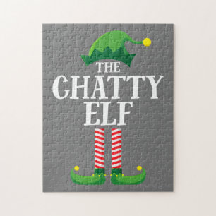 Chatty Elf Matching Family Group Christmas Party Jigsaw Puzzle